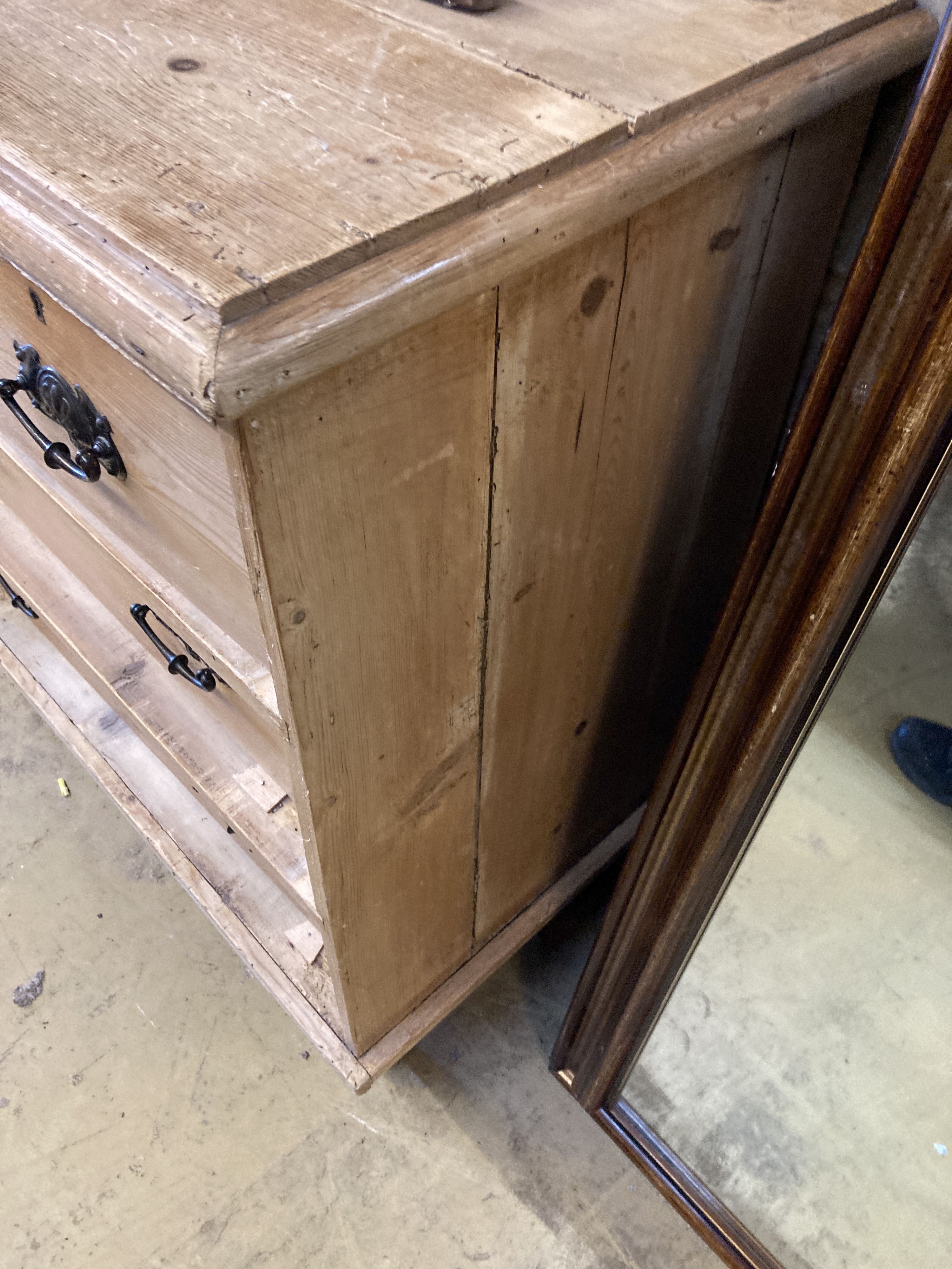 A Victorian small pine chest, fitted two short drawers and two long drawers, width 75cm, depth 43cm, height 84cm